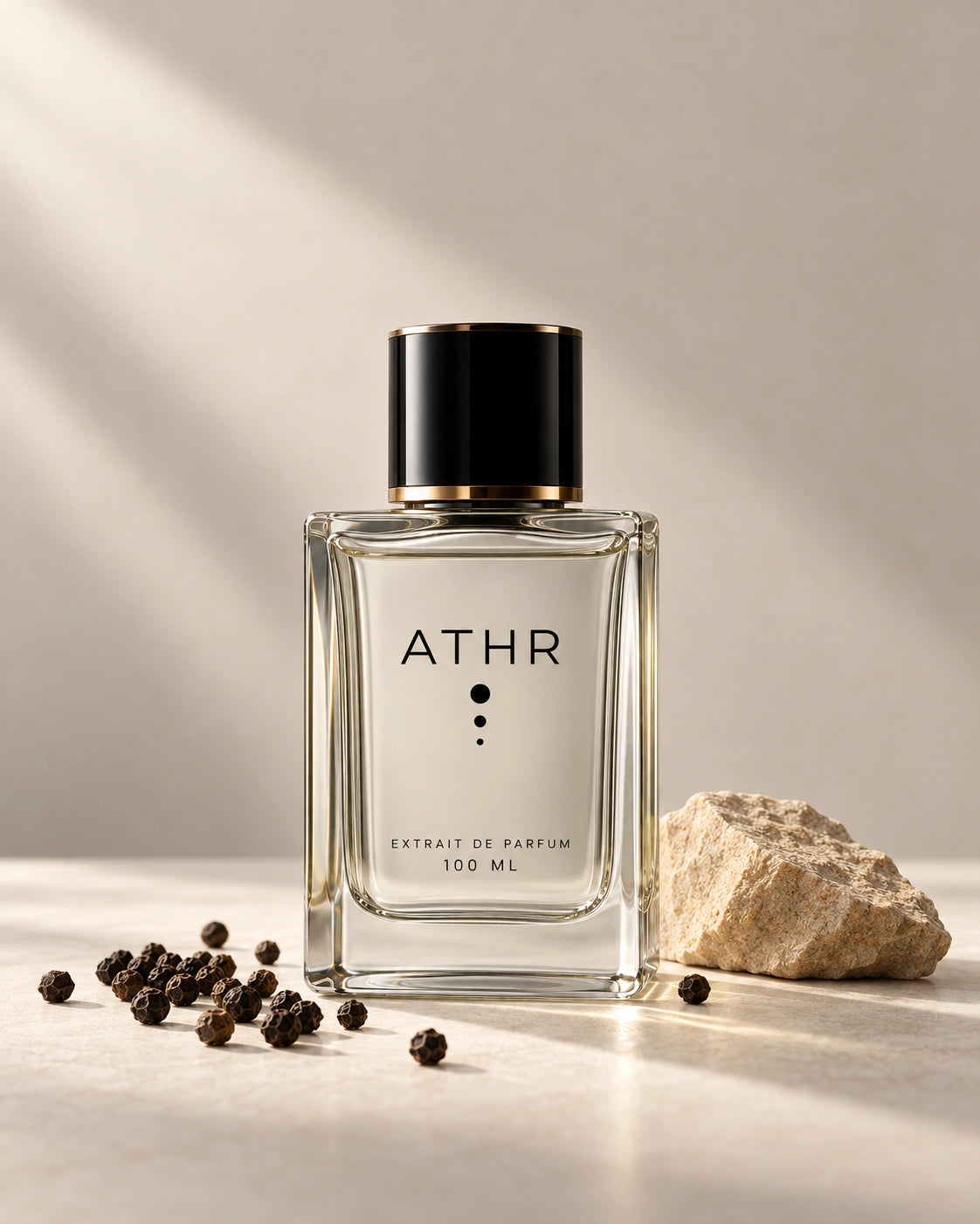 عطر Whiteout من أثر ATHR، إكستريه دو بارفان 100 مل مع حبوب فلفل أسود وحجر رملي صحراوي