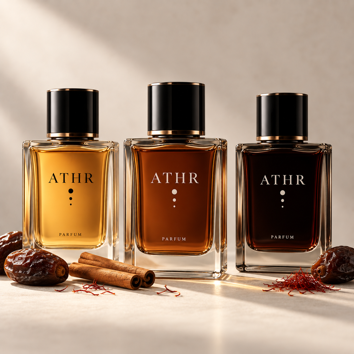 Three ATHR oriental fragrances with dates, cinnamon and saffron